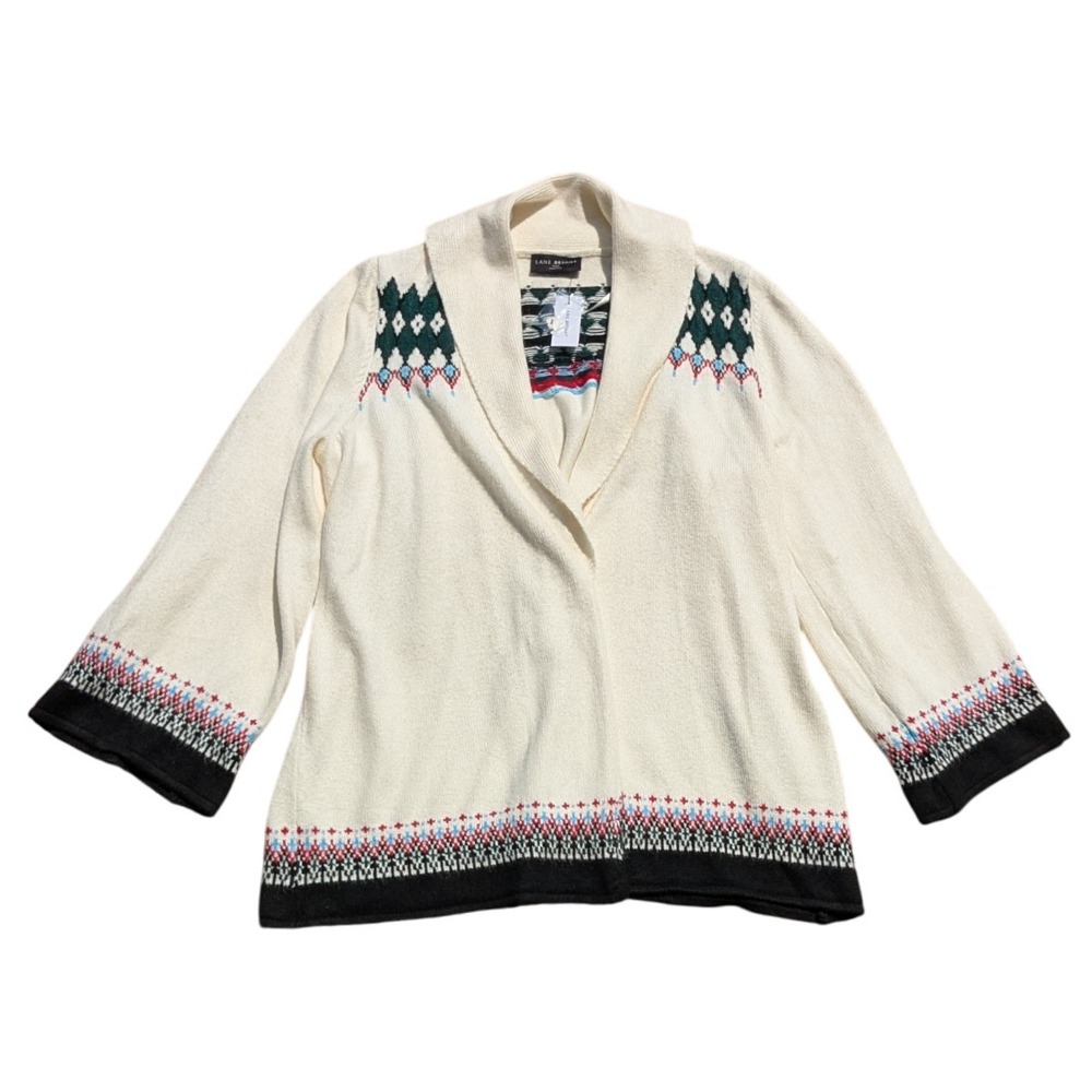 NWT Lane Bryant Womens Cardigan Sweater Women's 22/24 Fair Isle Open Front Cozy